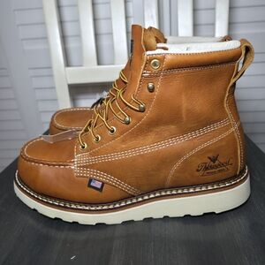 Thorogood 6″ Tobacco Safety Moc Toe Wedge Work Boots 804-4200 Men's Size 9 EE